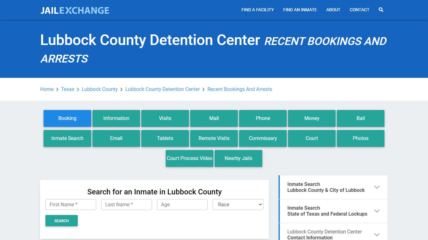 Lubbock County Detention Center Recent Bookings And Arrests - Jail Exchange